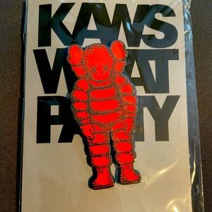 *NWT* Kaws *WHAT A PARTY* (Orange) Chum Pin BKM